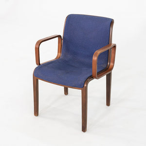 1971 Bill Stephens for Knoll 1300 Series Dining Chair in Blue Fabric and Walnut