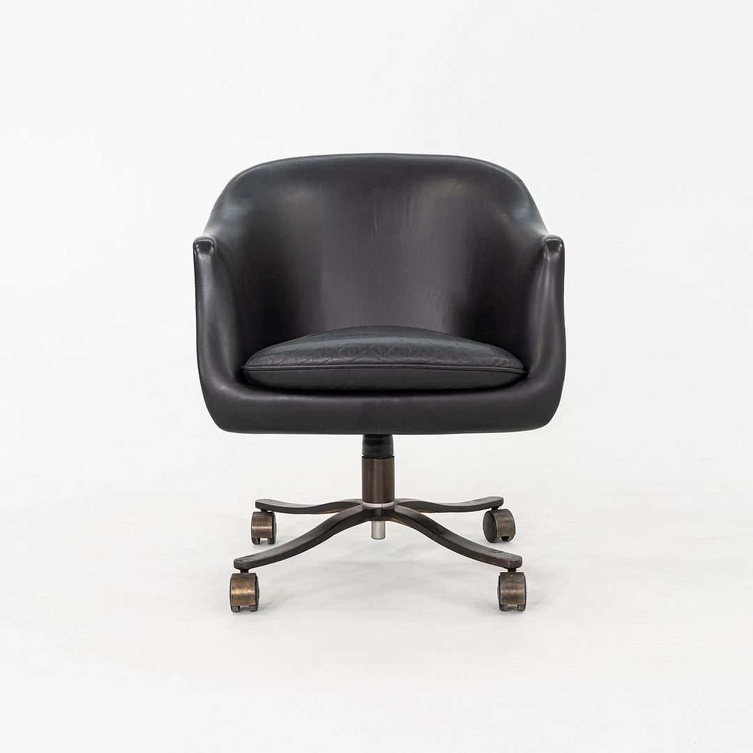1980s Nicos Zographos Alpha Desk Chairs in Black Leather and Dark Bronze 2x Available