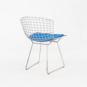 2000s Set of Five Harry Bertoia for Knoll Chrome Dining Chairs w/ Blue Cushions