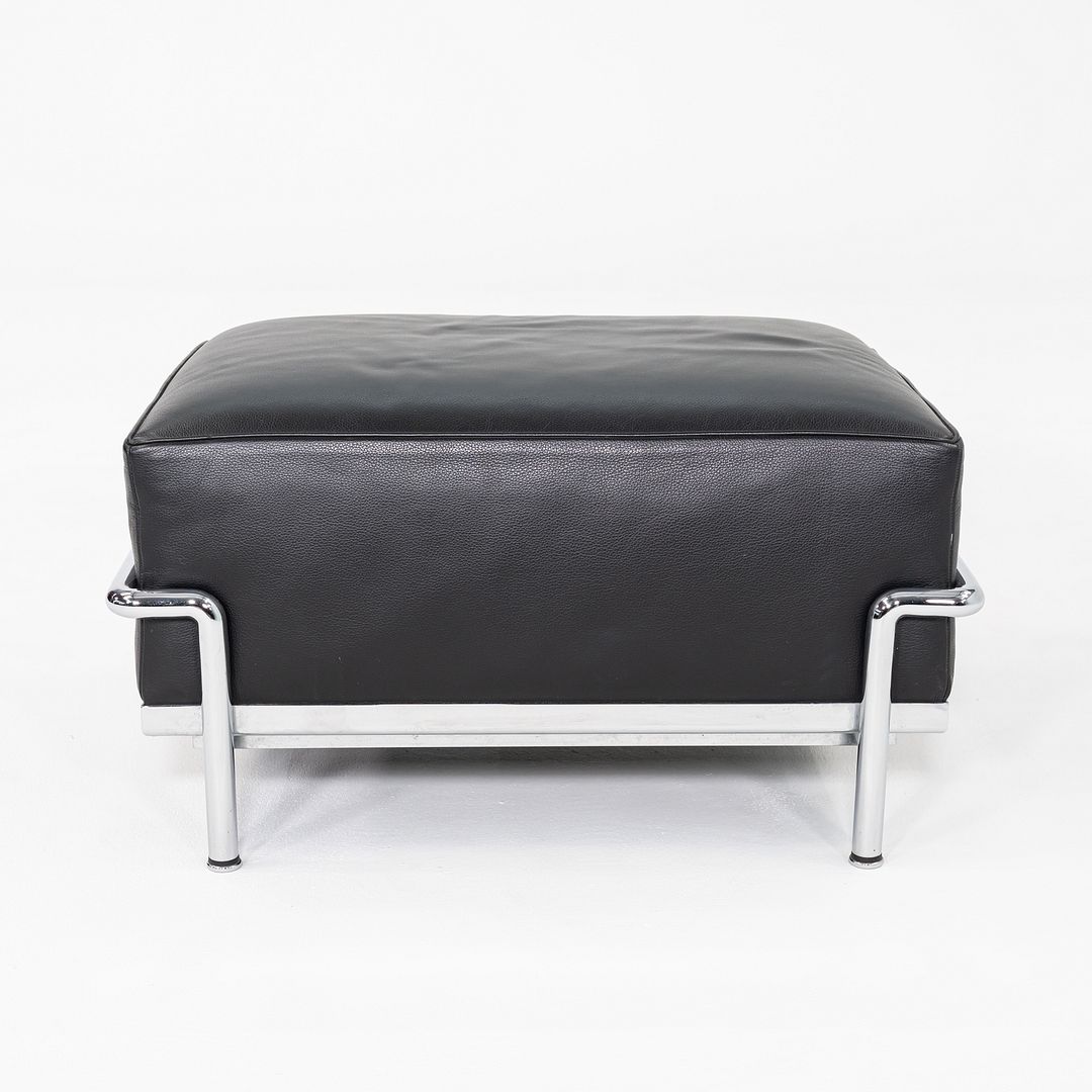2010s Le Corbusier Jeanneret Perriand for Cassina LC2 Ottoman in Black Leather