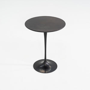 C. 1960s Eero Saarinen for Knoll Tulip Side Table with Custom Black Leather Top
