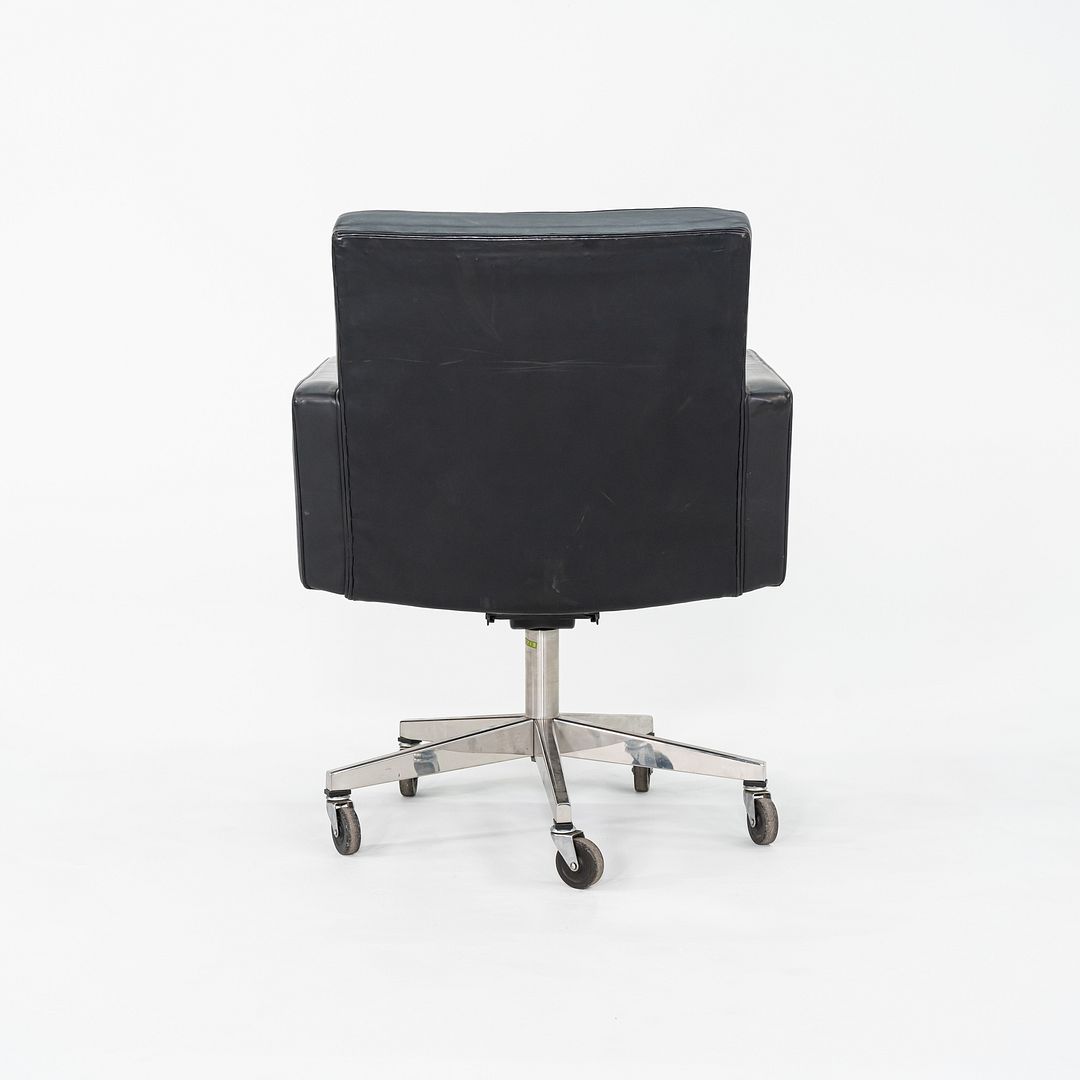 1971 Vincent Cafiero for Knoll Black Leather Rolling Desk Chair 4x Available