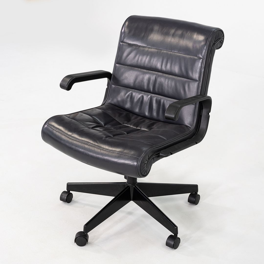 C. 2001 Richard Sapper Management Desk Chair w/ Grey Leather Upholstery 6x Avail