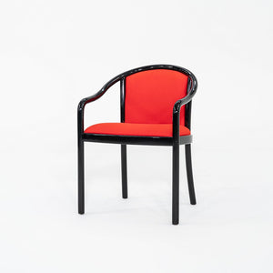 1980s Lacquered Wood Dining Arm Chair with Red Upholstery by Tonon in Italy