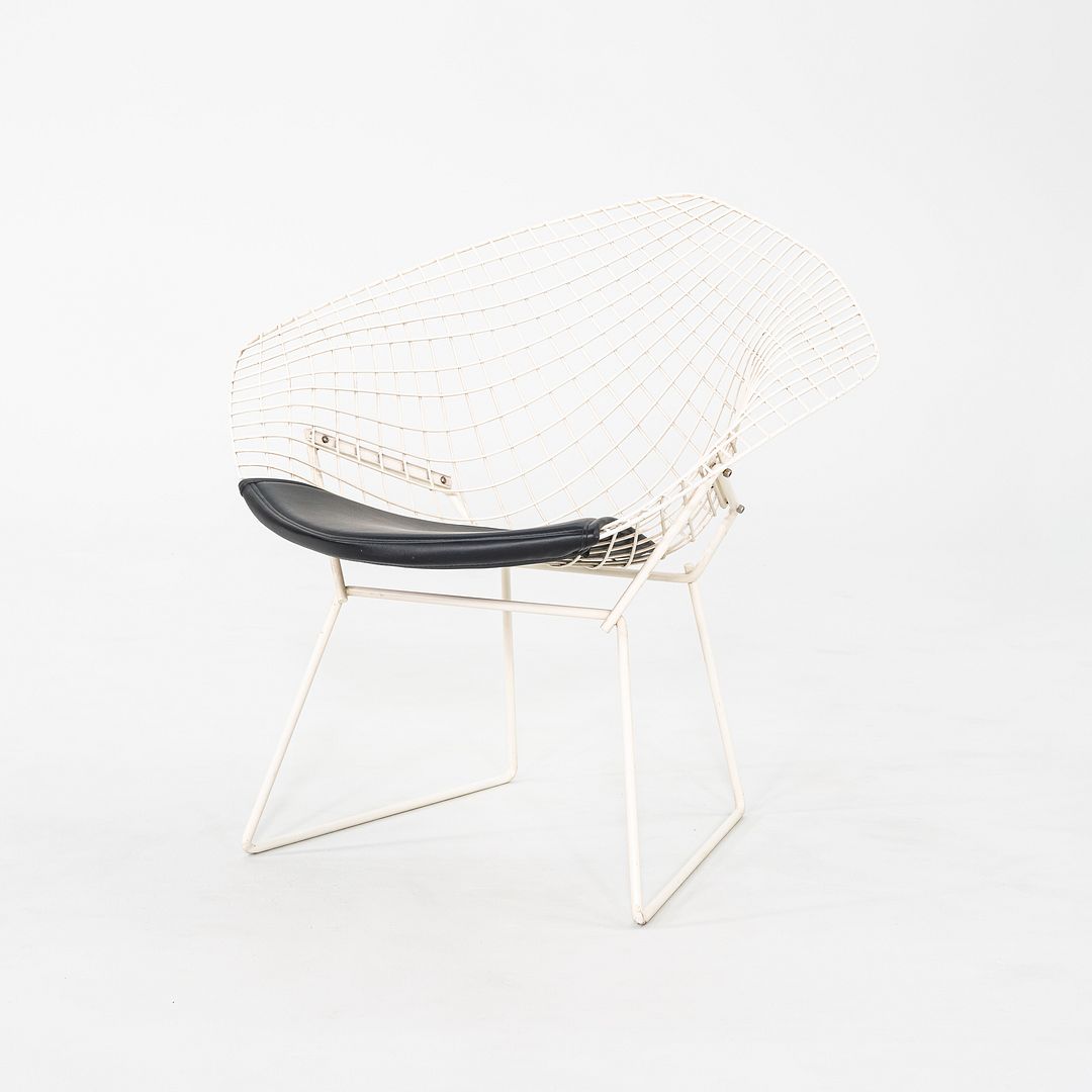 1960s Harry Bertoia for Knoll Diamond Lounge Chair w/ Black Leather Seat Cushion