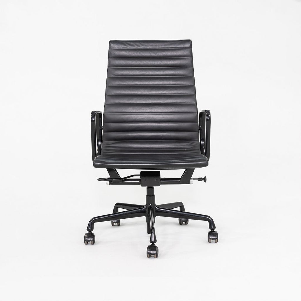 2017 Herman Miller Eames Aluminum Group Executive Desk Chair in Black Leather