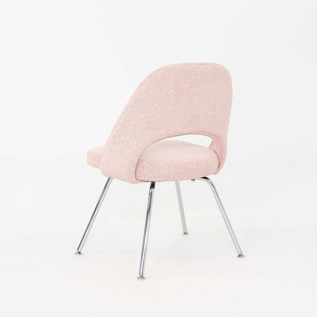 2010s Pair of Eero Saarinen for Knoll Armless Executive Dining Chair Pink Fabric