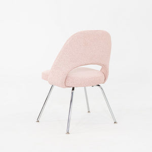 2010s Pair of Eero Saarinen for Knoll Armless Executive Dining Chair Pink Fabric