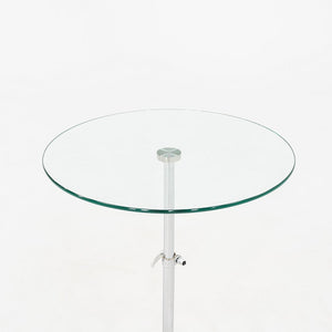 2010s Pair of Chromed Steel and Glass Adjustable Side Tables 20 Inch Diameter