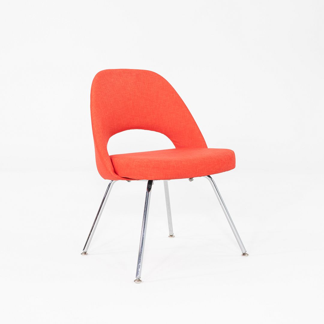 2015 Pair of Eero Saarinen for Knoll Armless Executive Dining Chair Red / Orange