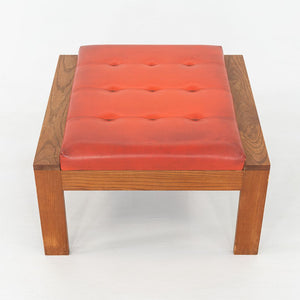 1960s Modern Ottoman Stool by C.I. Designs Wood with Persimmon Vinyl Upholstery