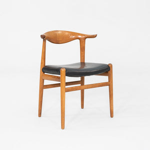 1960s Hans Wegner for Johannes Hansen JH505 Cow Horn Chair Oak w/ Black Leather