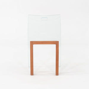 1980s Curvet for Zeritalia Italian Dining / Side Chair Wood Frame w/ Glass Seat