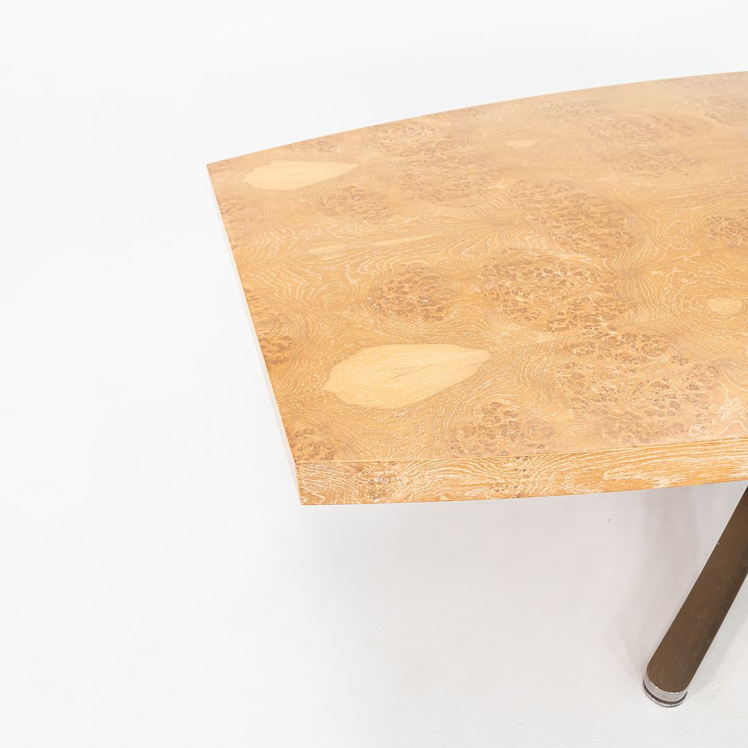 2004 Nicos Zographos Custom Burled Oak Conference Table w/ Stainless Steel Base
