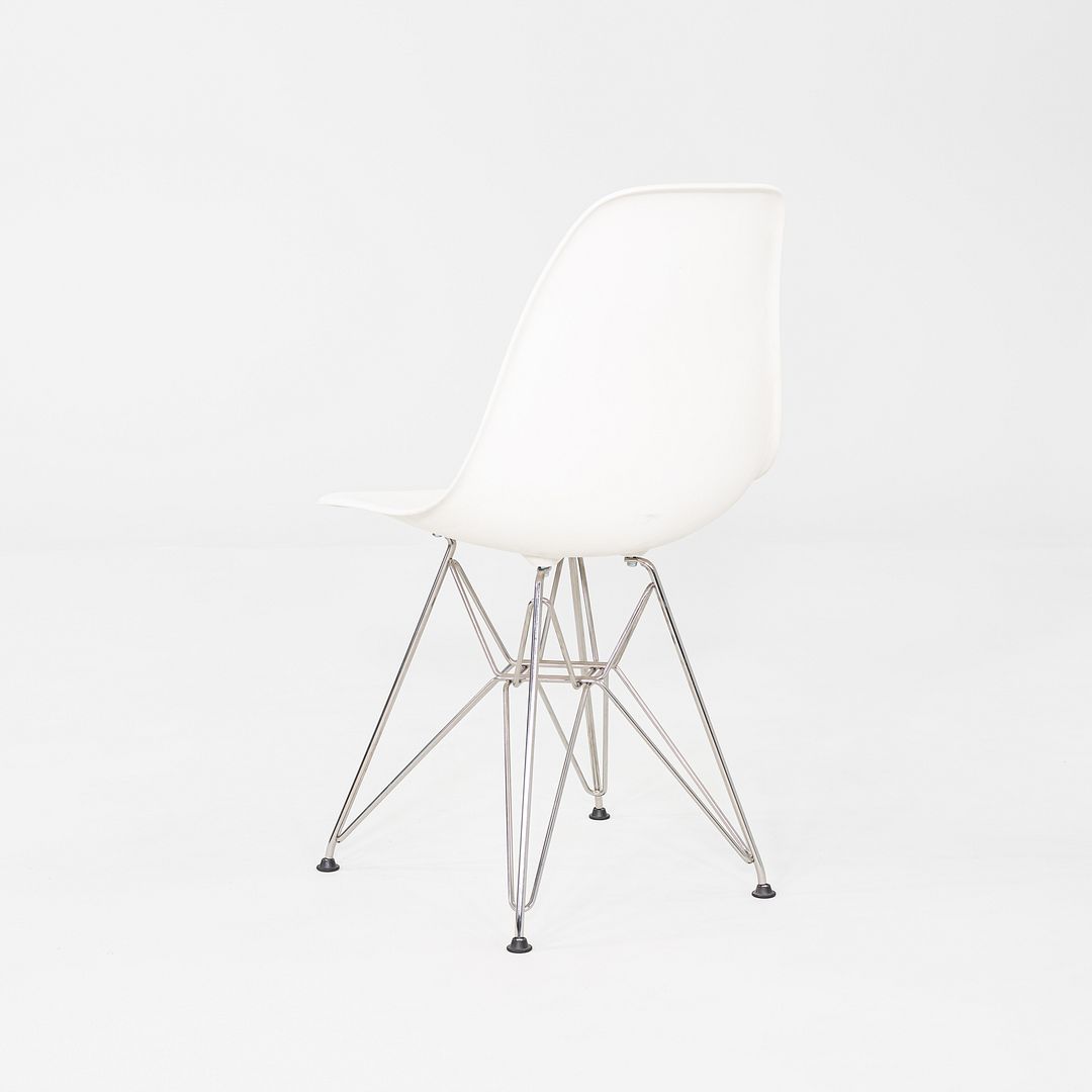 2015 Set of Six Eames DSR Plastic Shell Chairs in White with Steel Eiffel Base