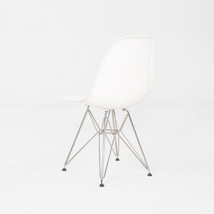 2015 Set of Six Eames DSR Plastic Shell Chairs in White with Steel Eiffel Base