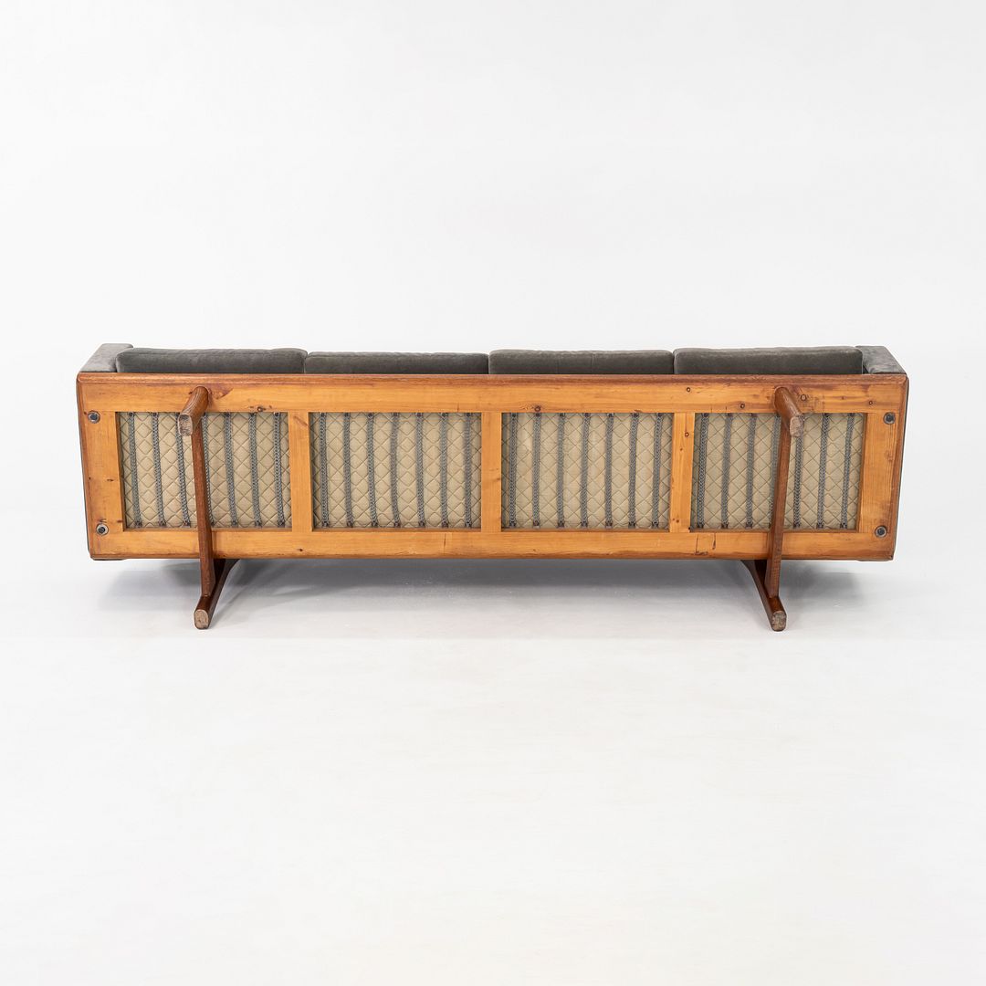 1960s Hans Wegner for GETAMA Four Seat Sofa in Oak with Grey Velvet Upholstery