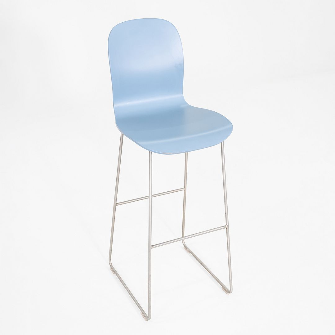 2010s Pair of Jasper Morrison for Cappellini Tate Bar Stools w/ Light Blue Seat