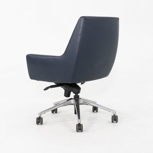 2010s Bernhardt Design Cardan Leather Desk Chair Upholstered in Blue Leather