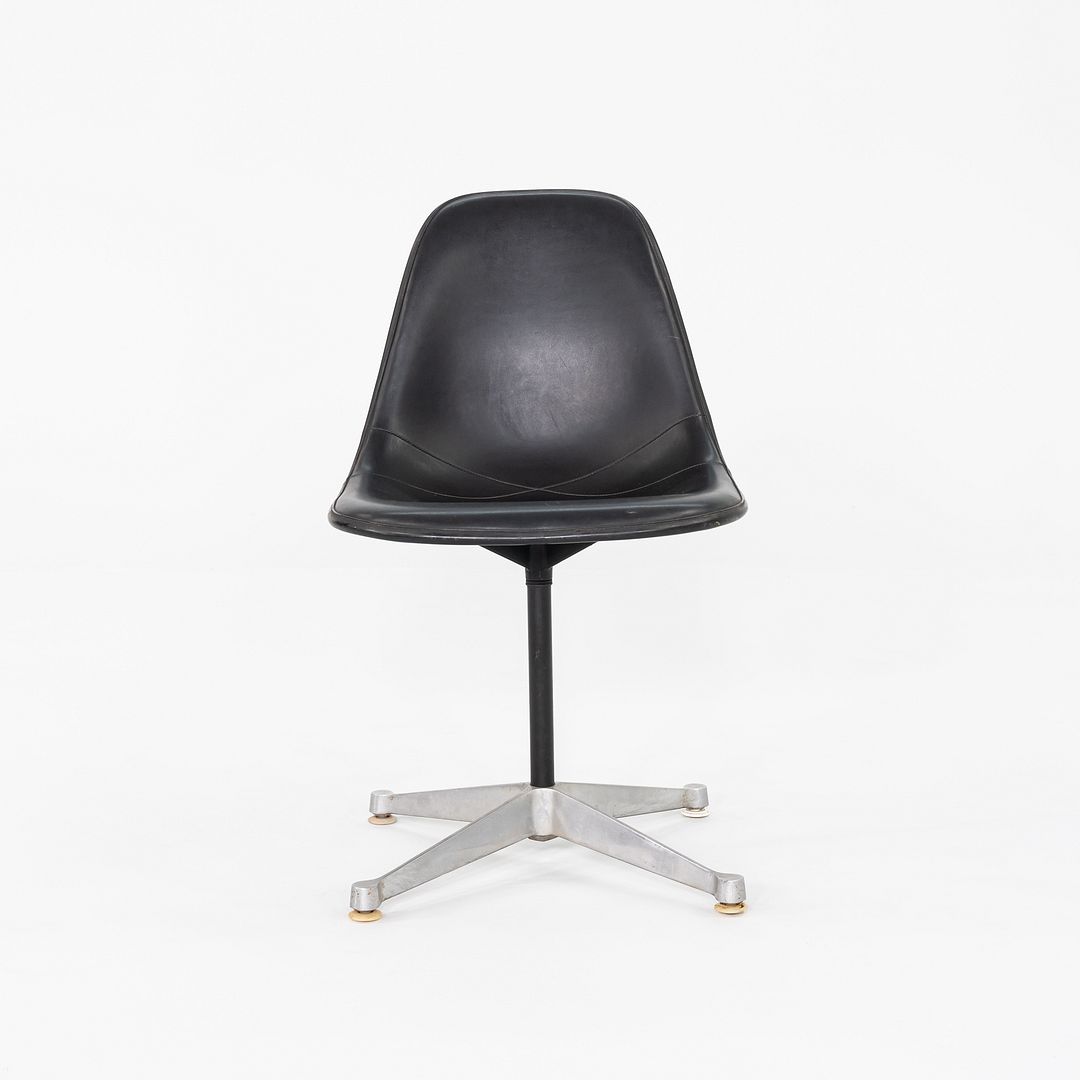 1960s Herman Miller Eames Pedestal Side Shell Chair in Fiberglass with Naugahyde