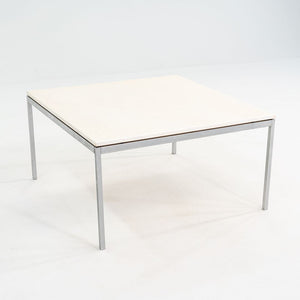 1970s Florence Knoll Coffee / End Table in Chromed Steel and White Marble 36"