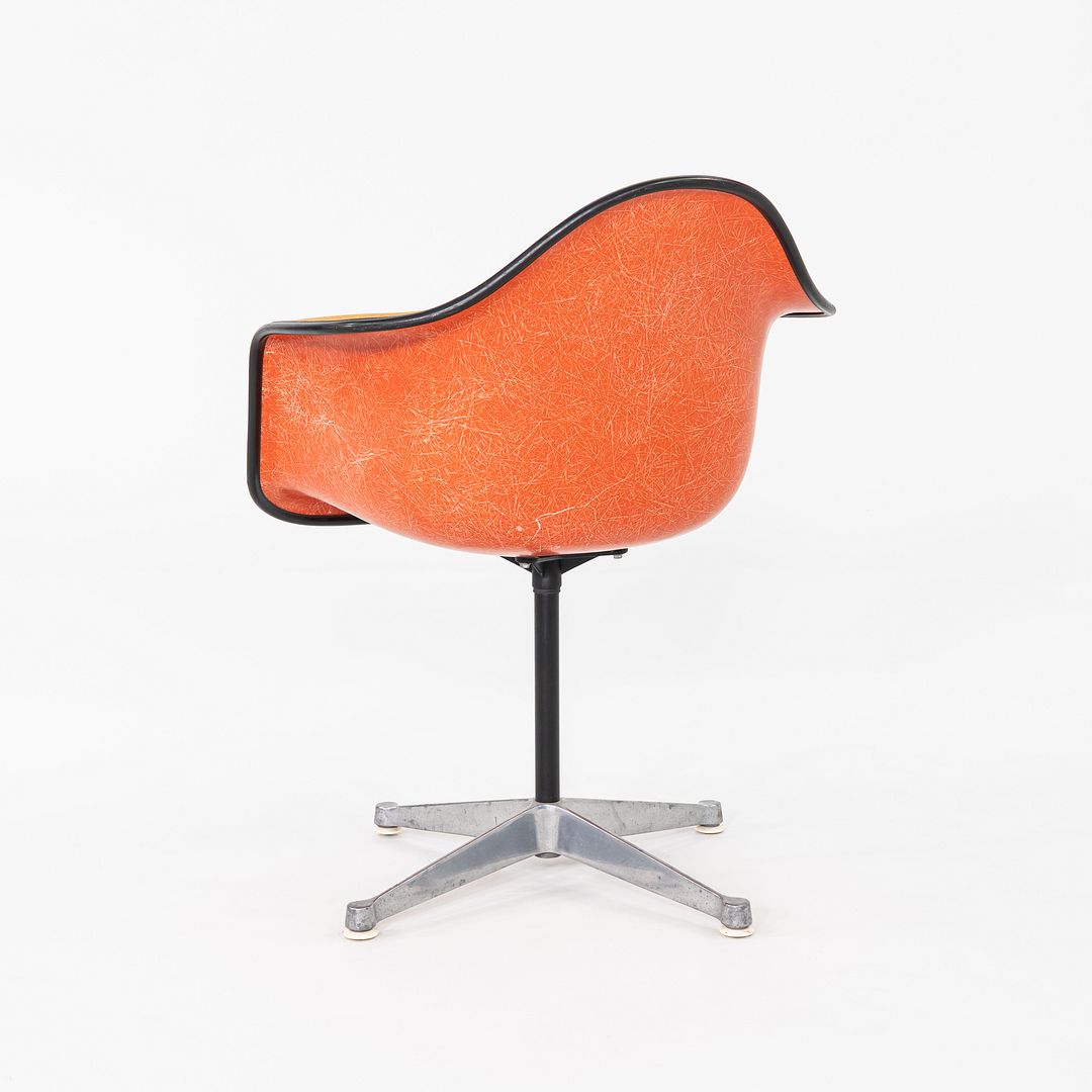 1975 Set of Three Herman Miller Eames Arm Shell Chairs PAC w/ Red/Orange Shells