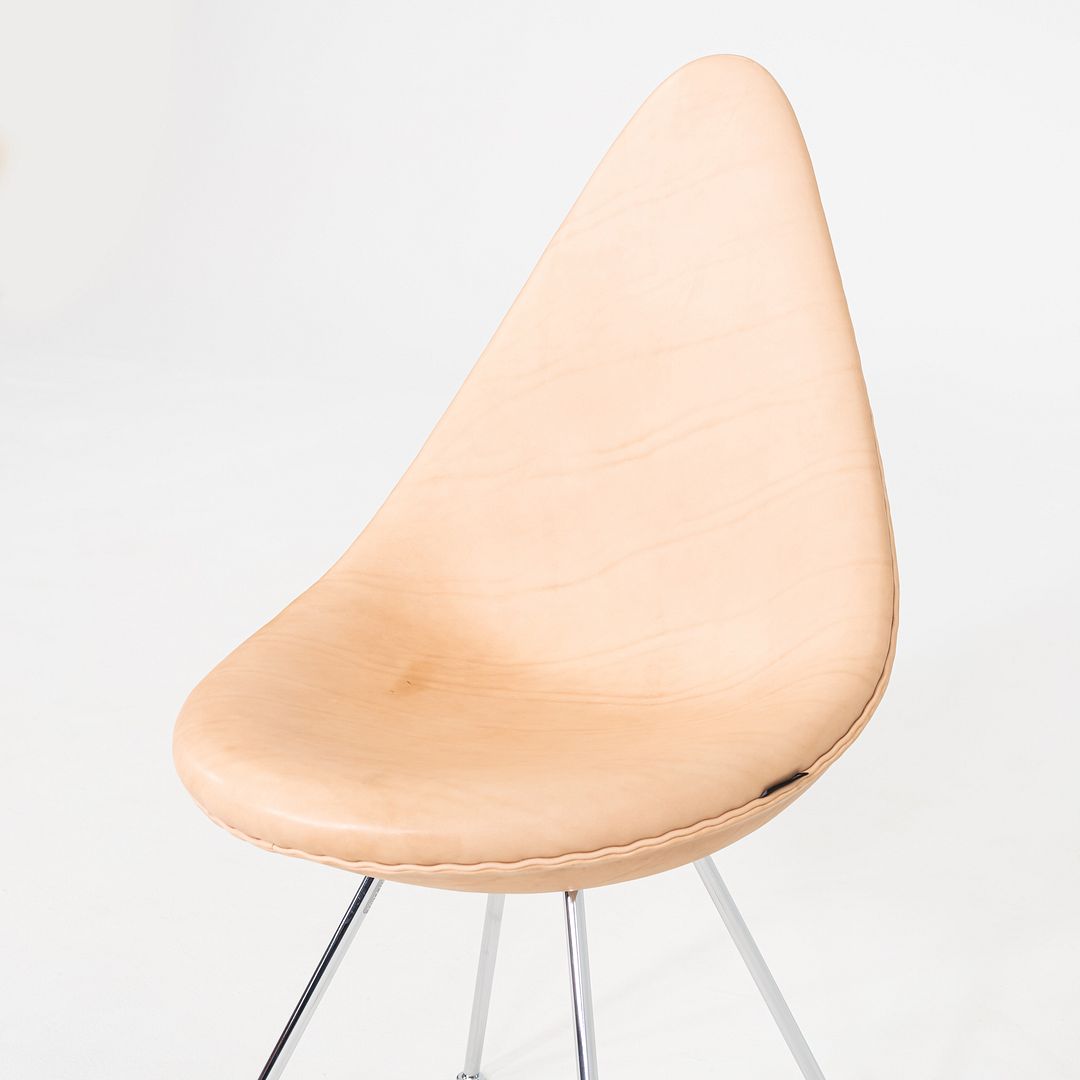 2024 Arne Jacobsen for Fritz Hansen Drop Dining Chair Rustic Leather Upholstery