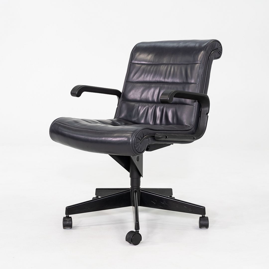 C. 2001 Richard Sapper Management Desk Chair w/ Grey Leather Upholstery 6x Avail