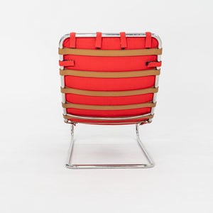1983 Mies van der Rohe for Knoll MR Armless Chaise Lounge Chair in Red Fabric