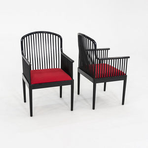 1990s Pair of Davis Allen for Knoll Exeter Dining Chairs in Black w/ Red Fabric