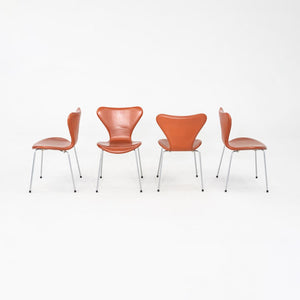 2004 Set of Four Arne Jacobsen for Fritz Hansen Series 7 Dining Chairs in Cognac