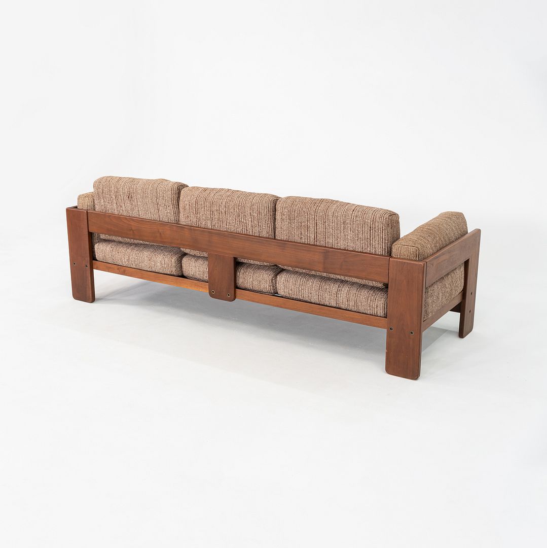 1980s Afra and Tobia Scarpa for Knoll Bastiano Three Seat Sofa Walnut w/ Tweed