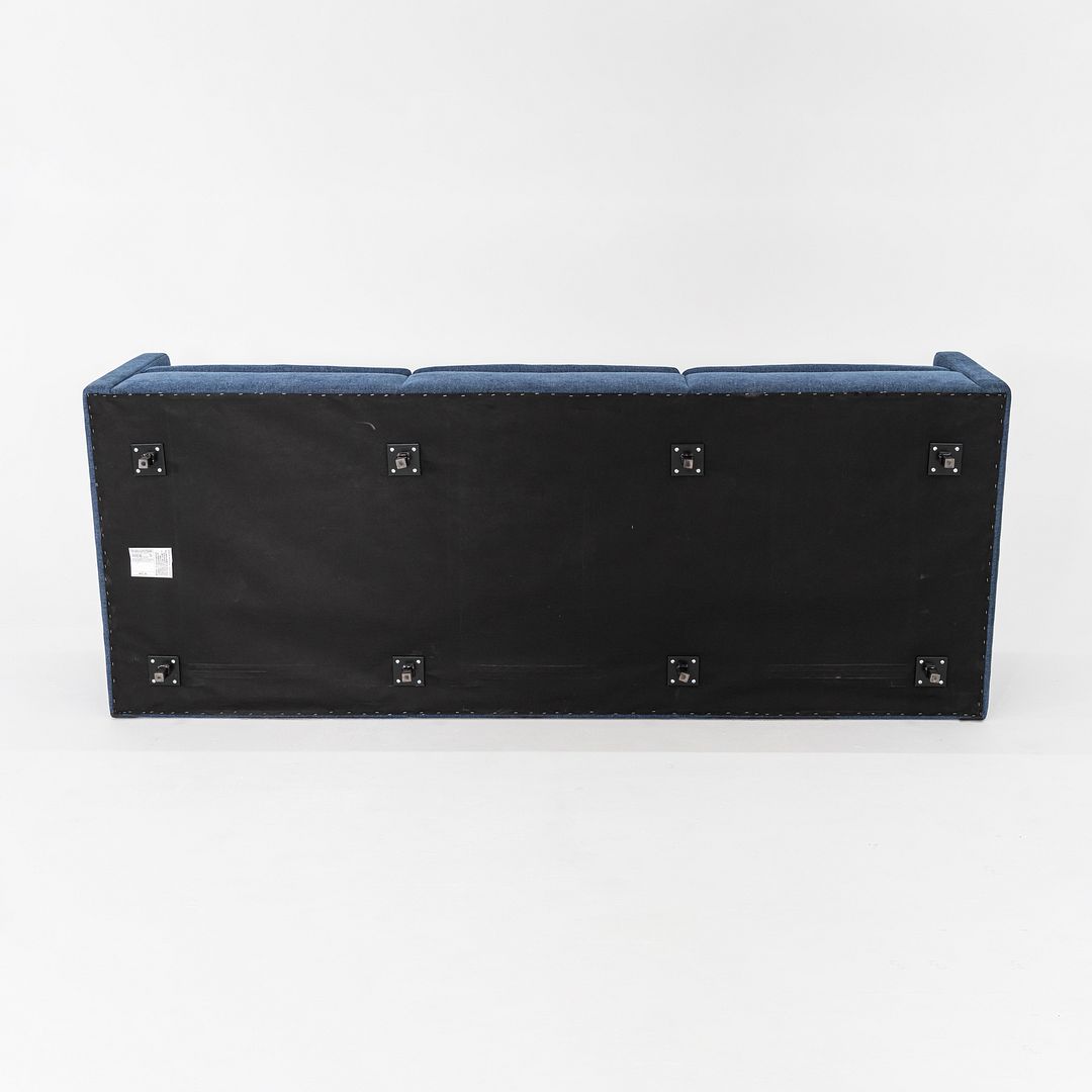 2018 Charles Pfister for Knoll Three Seat Tuxedo Sofa w/ Blue Fabric Upholstery