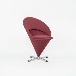 1960s Verner Panton for Plus Linje Cone Side Chair in Fabric and Chromed Steel