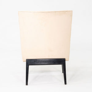 C. 1950s Pair of Jens Risom Design Upholstered Lounge Armchairs w/ Mahogany Legs