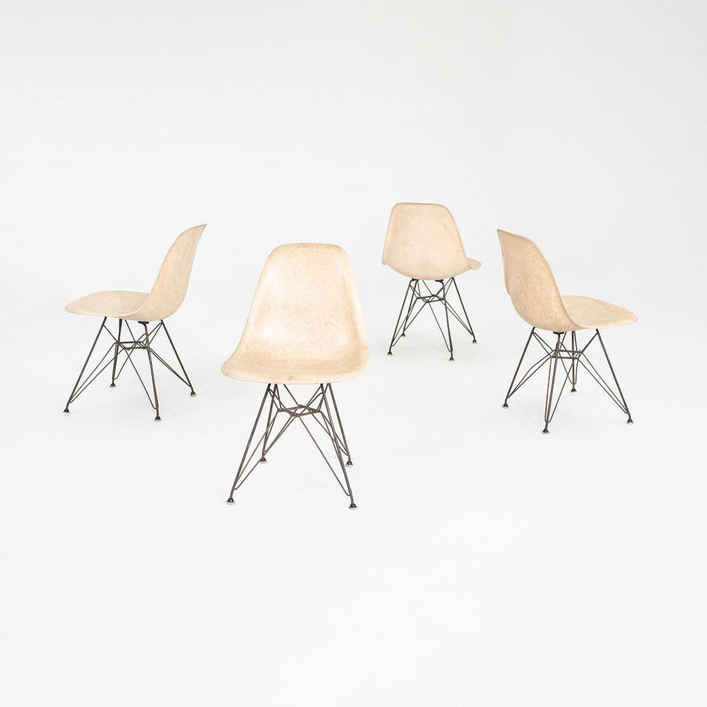 1950s Set of Four Herman Miller Eames DSR Fiberglass Dining Chairs in Parchment