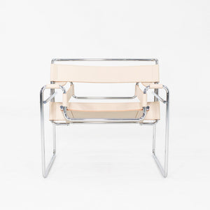 1970s Marcel Breuer for Knoll / Gavina Wassily Lounge Chair in New Cream Leather