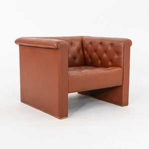 1974 Pair of Nicos Zographos CH.33 Club Lounge Chairs in Cognac Leather