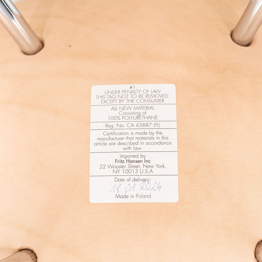 2024 Arne Jacobsen for Fritz Hansen Drop Dining Chair Rustic Leather Upholstery