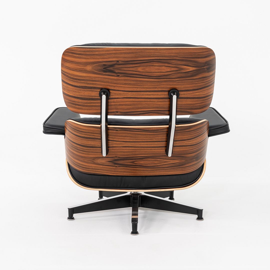 2024 Herman Miller Eames Lounge Chair and Ottoman in Black Leather and Santos Palisander