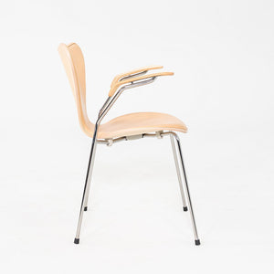2012 Arne Jacobsen for Fritz Hansen Series 7 Dining Arm Chair Maple and Leather