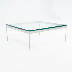 1980s Nicos Zographos Stainless Steel Square Coffee Table with Square Glass Top