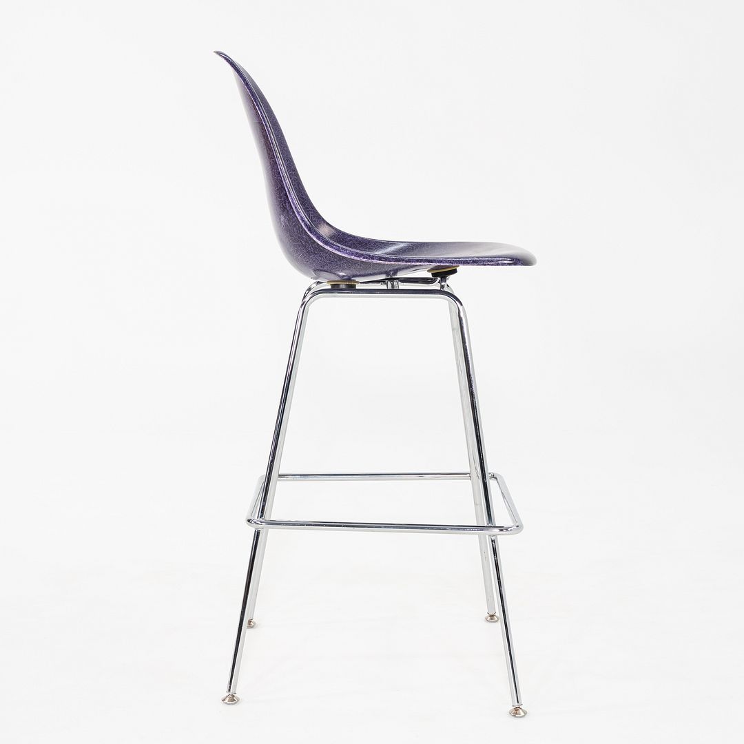 2010s Pair of Modernica Eames Purple Fiberglass Bar Stools w/ Metal Base Frames