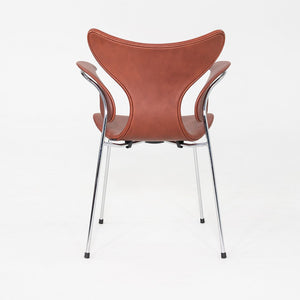 2022 Arne Jacobsen for Fritz Hansen Lily Arm Chair in Chestnut Grace Leather