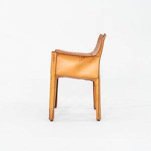 1990s Mario Bellini for Cassina Cab Arm / Dining Chair Steel w/ Cognac Leather