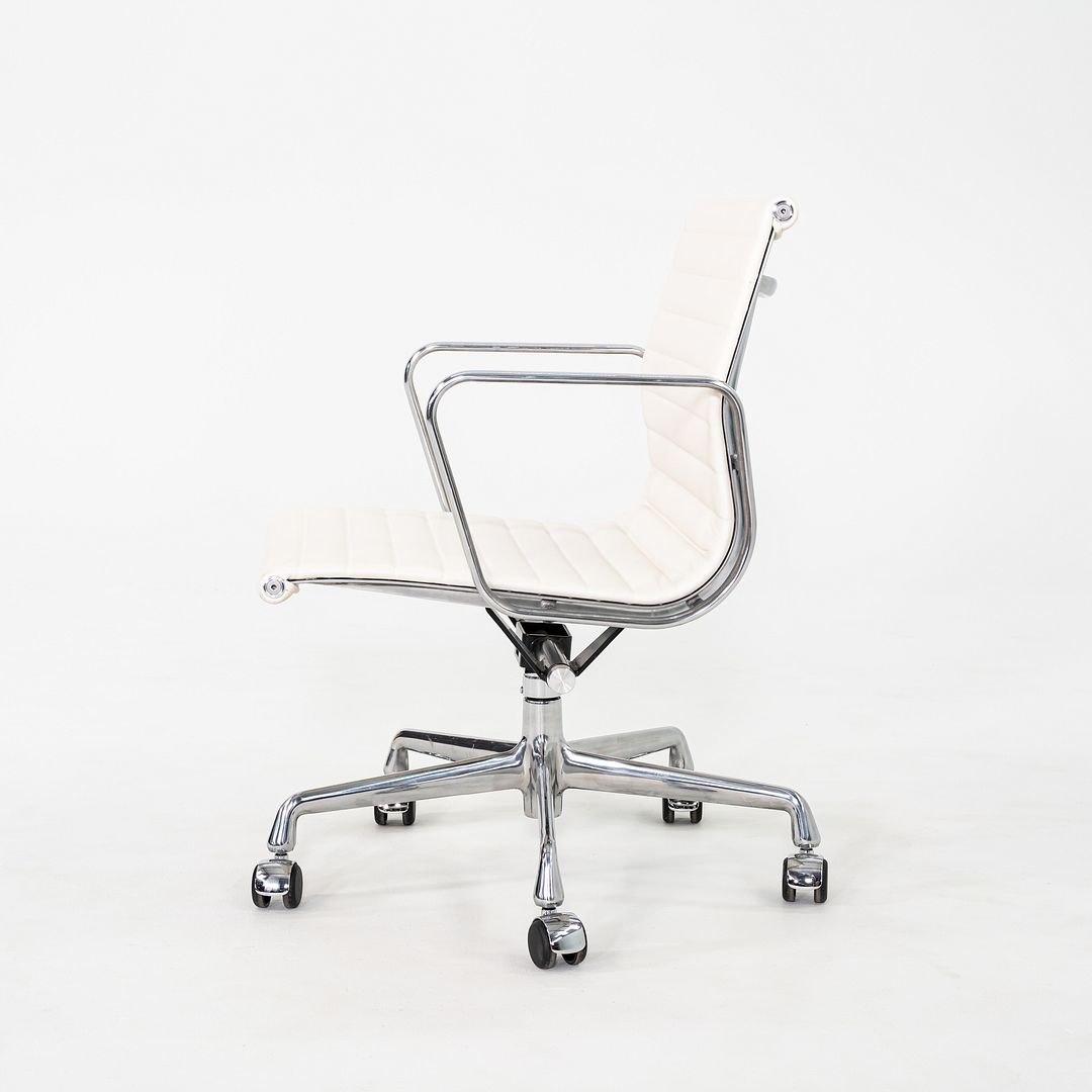 2023 Herman Miller Eames Aluminum Group Management Desk Chairs in White Leather 10x Available