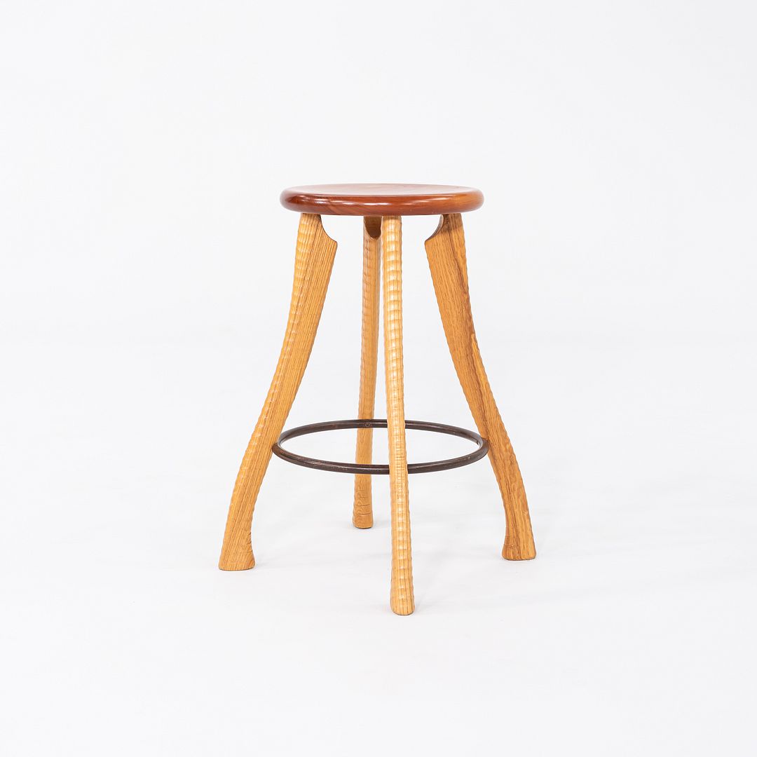 1990s Brad Smith Bradford Woodworking Studio Craft Ax Counter Stool Cherry & Ash