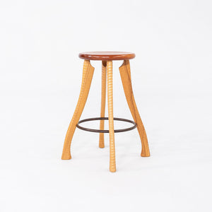 1990s Brad Smith Bradford Woodworking Studio Craft Ax Counter Stool Cherry & Ash