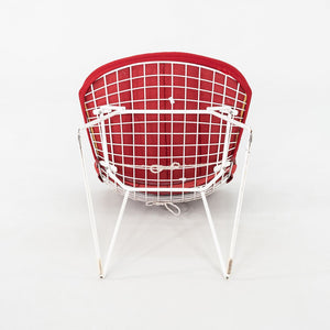 1980s Pair of Harry Bertoia for Knoll Dining / Side Chairs in White w/ Red Pads