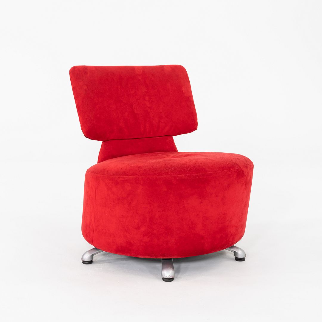 2000s Pair of Toshiyuki Kita for Cassina AKI Lounge Chairs Red Suede Upholstery
